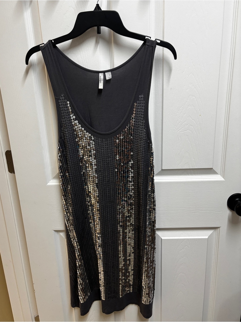 Old Navy Gunmetal Gray & Silver Sequin Tank Top Dress